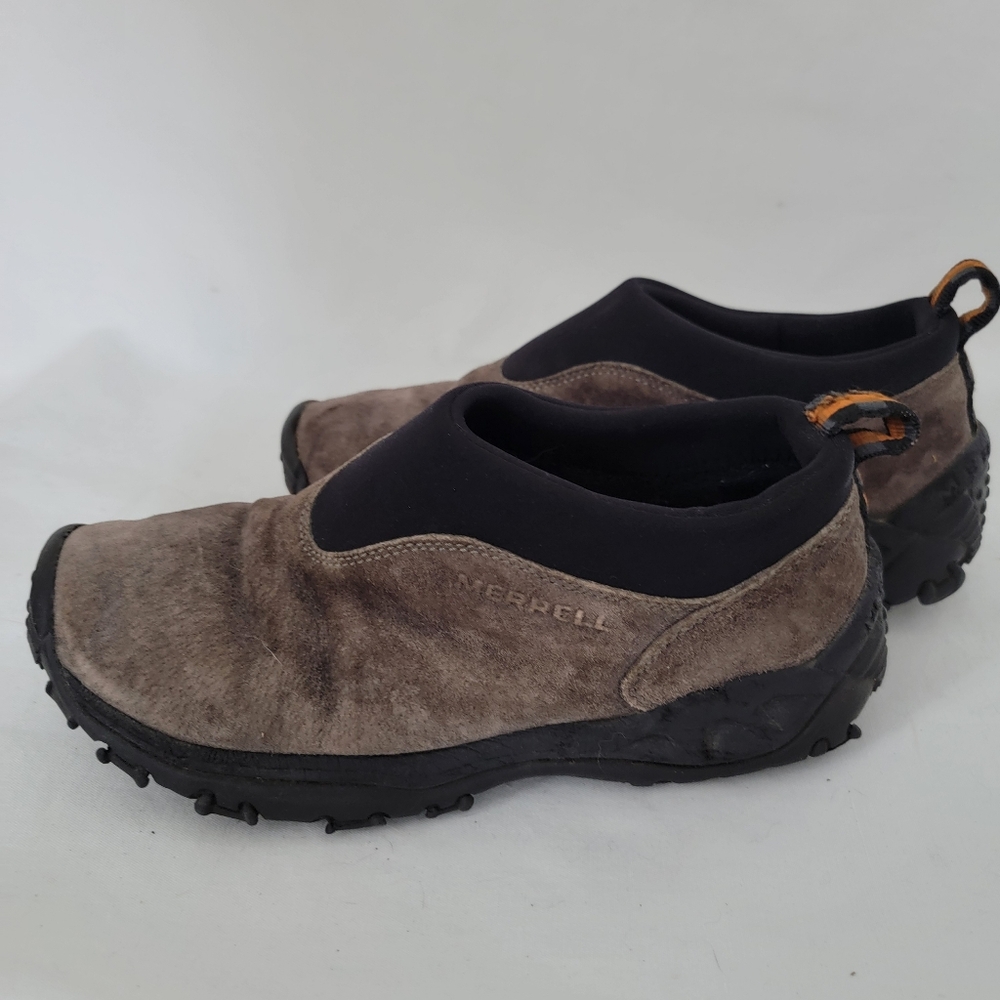 Merrell Brown Suede and Black Loafers Slip-Ons Size 7?